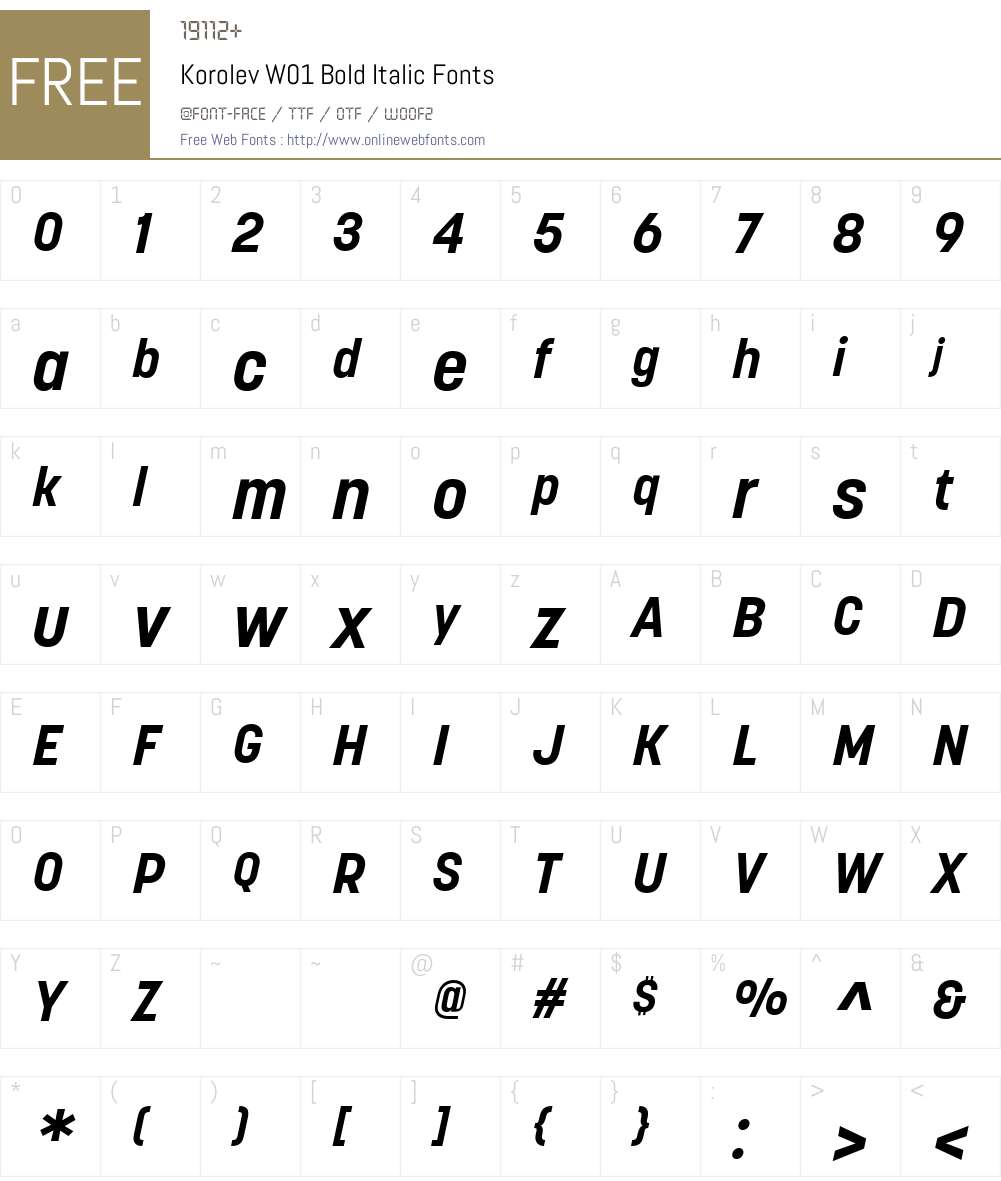KorolevW01-BoldItalic Font Screenshots