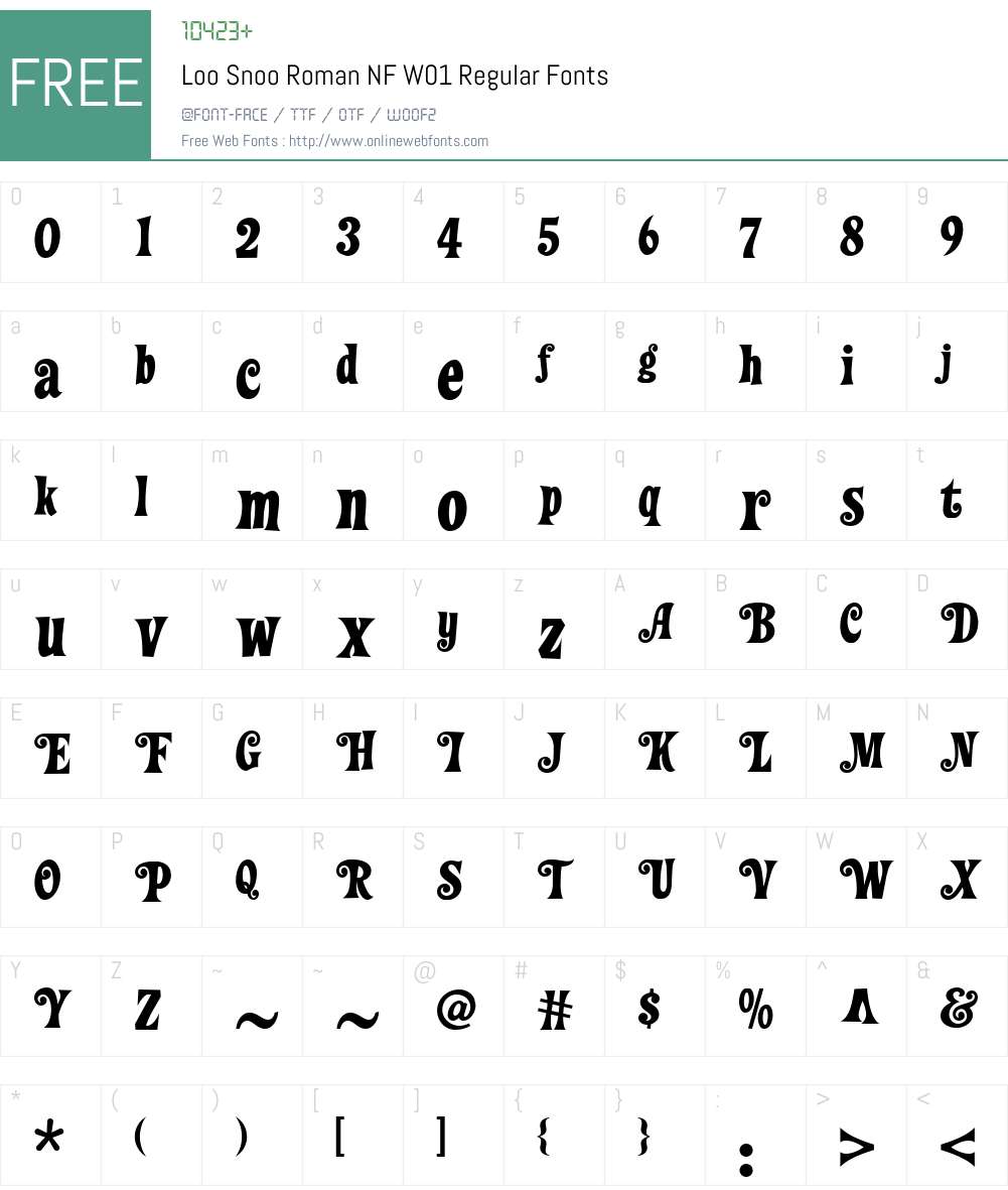 LooSnooRomanNFW01-Regular Font Screenshots