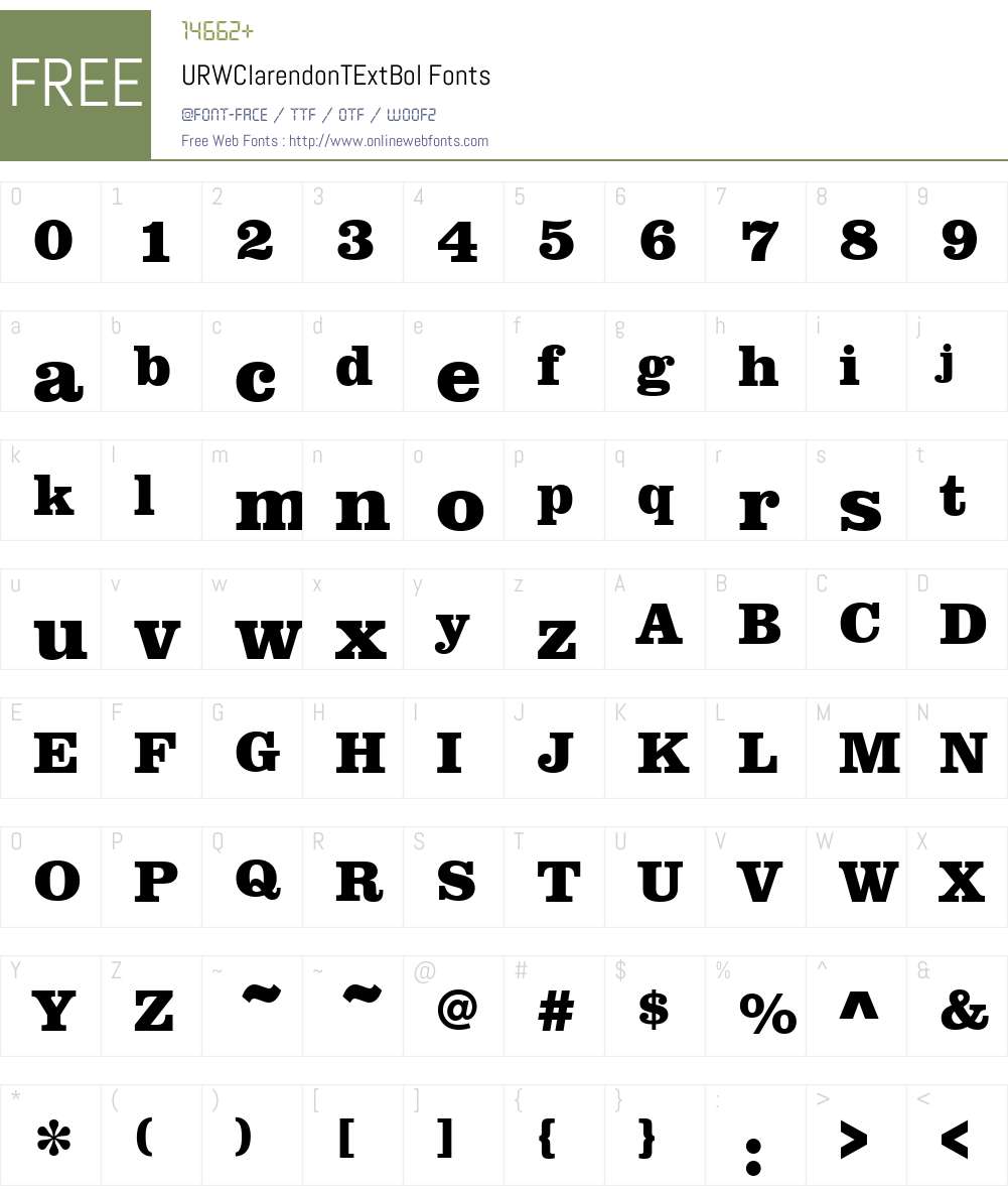 URWClarendonTExtBol Font Screenshots