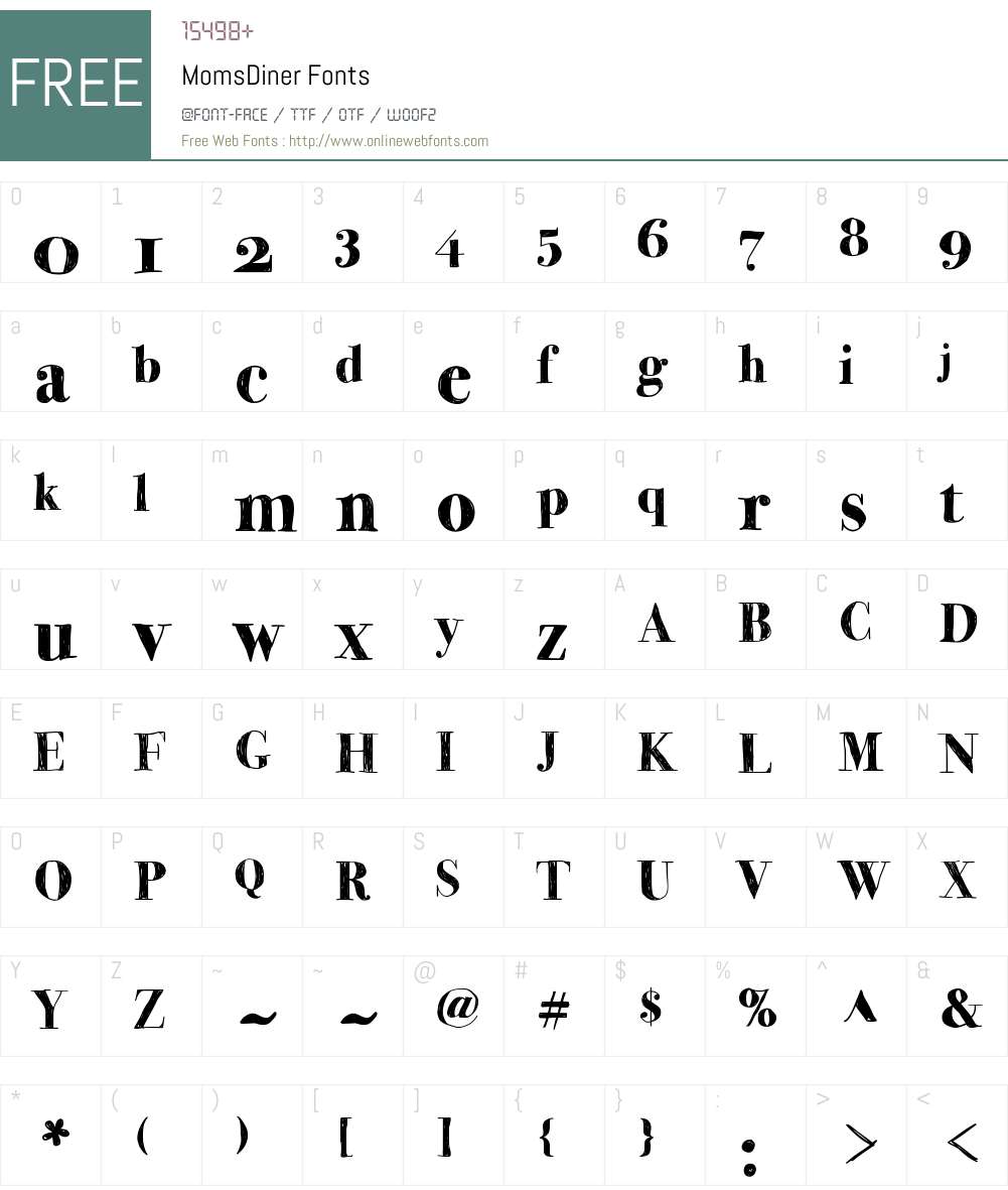 MomsDiner Font Screenshots