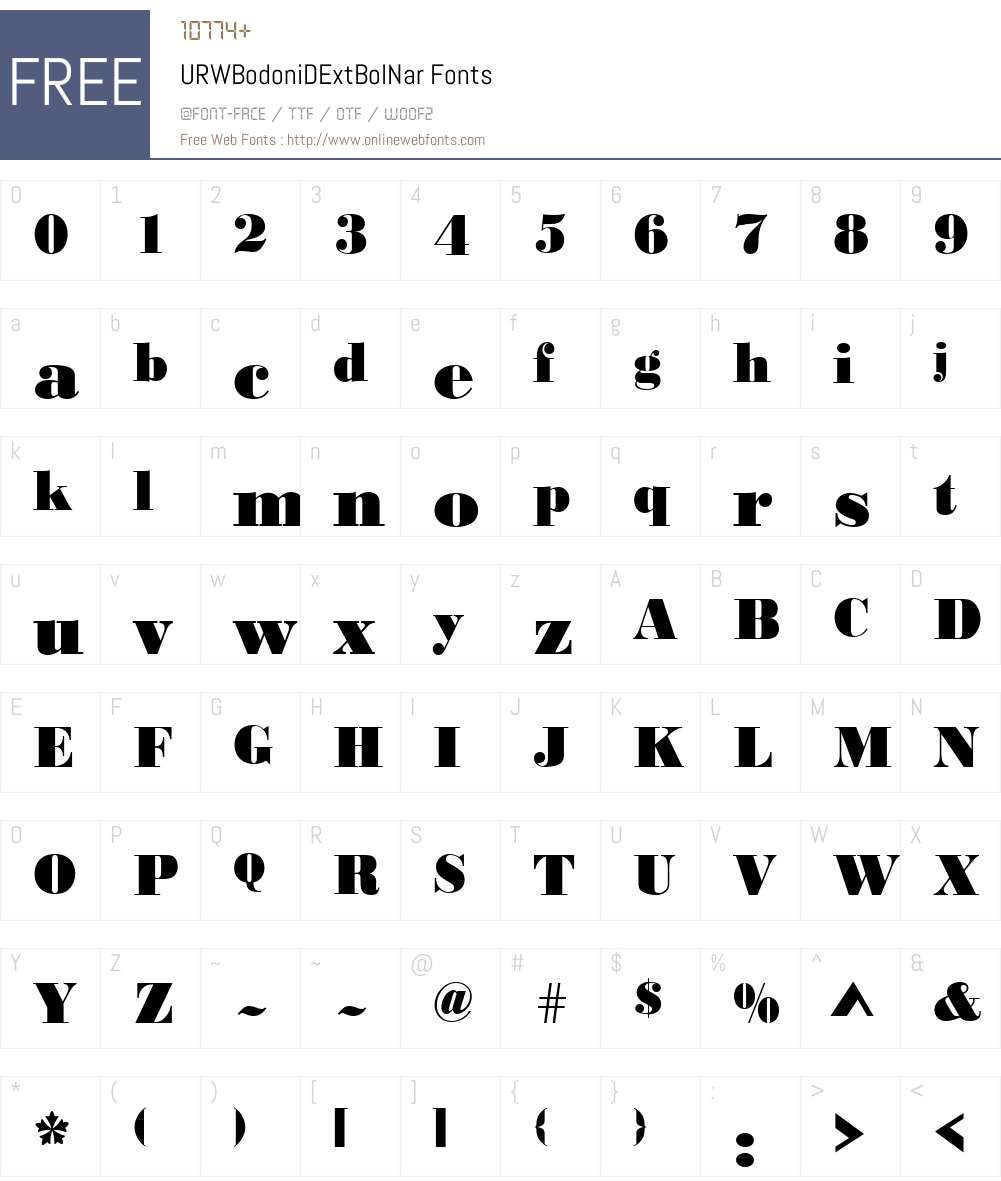 URWBodoniDExtBolNar Font Screenshots