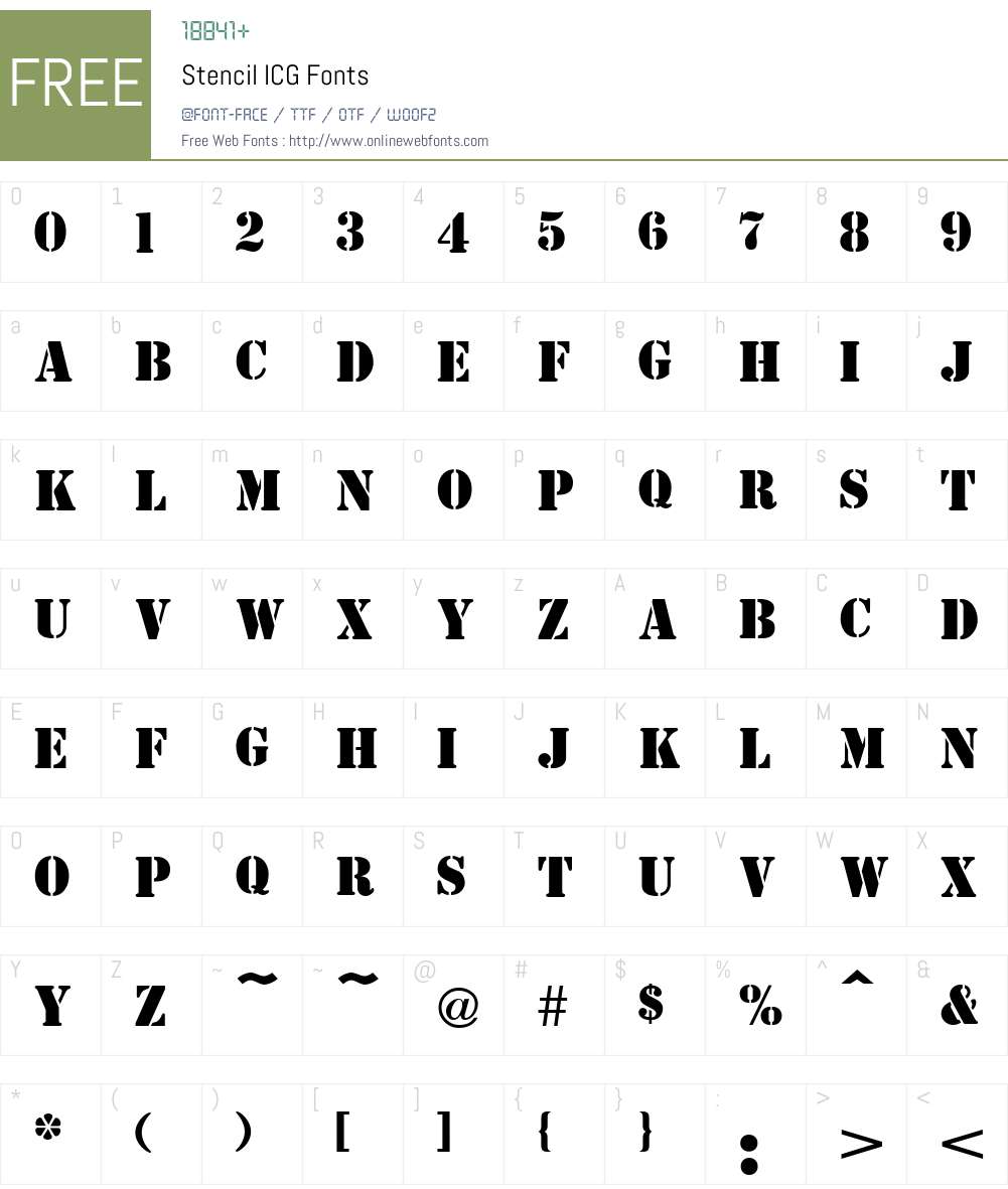 Stencil ICG Font Screenshots