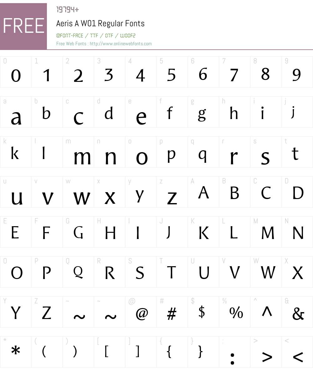 AerisAW01-Regular Font Screenshots