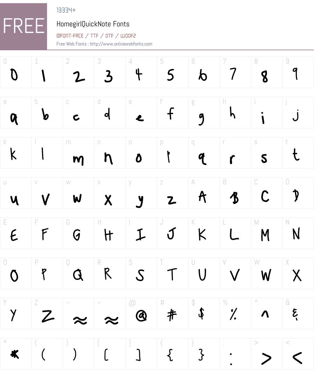 HomegirlQuickNote Font Screenshots
