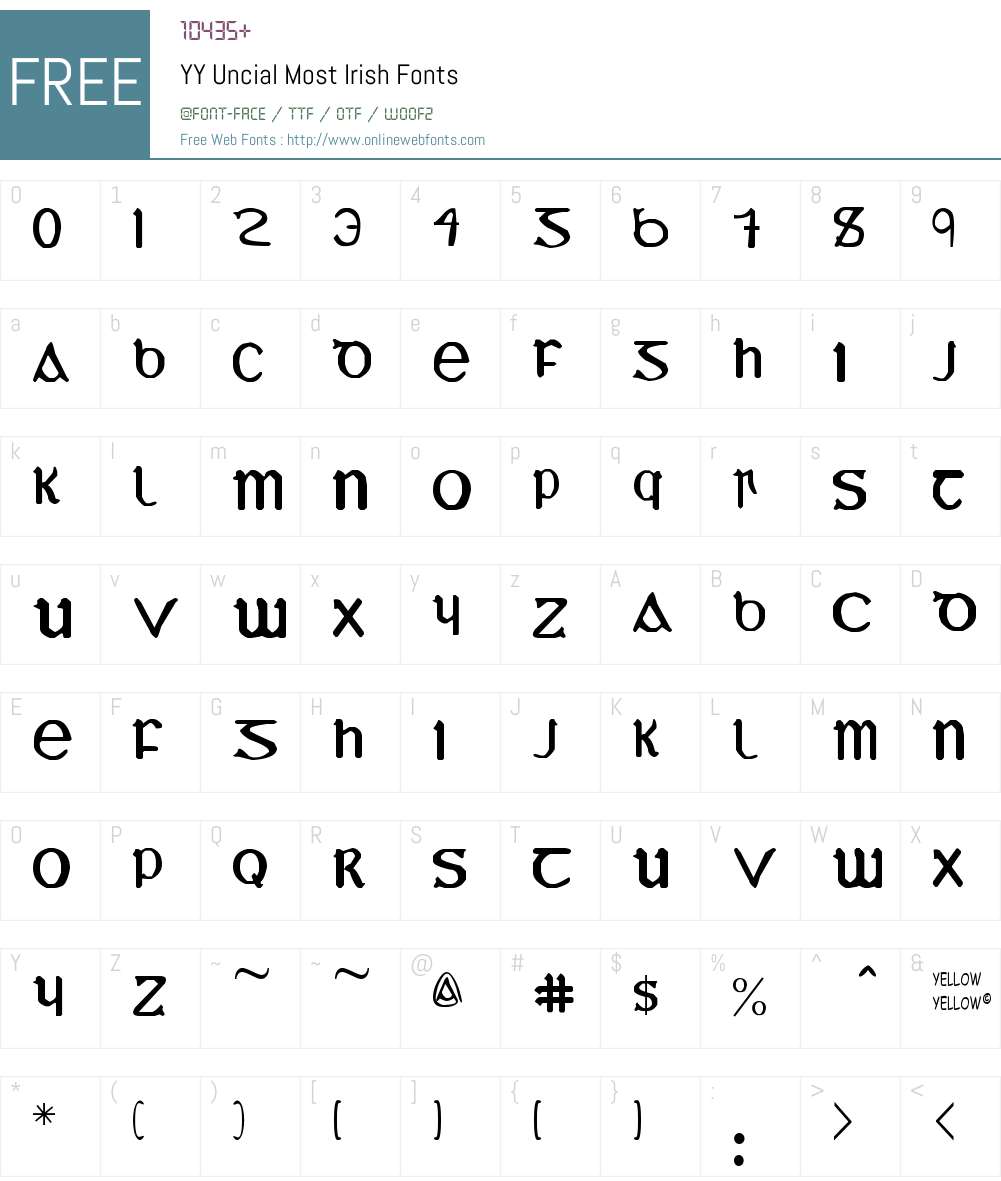 YY Uncial Most Irish Font Screenshots