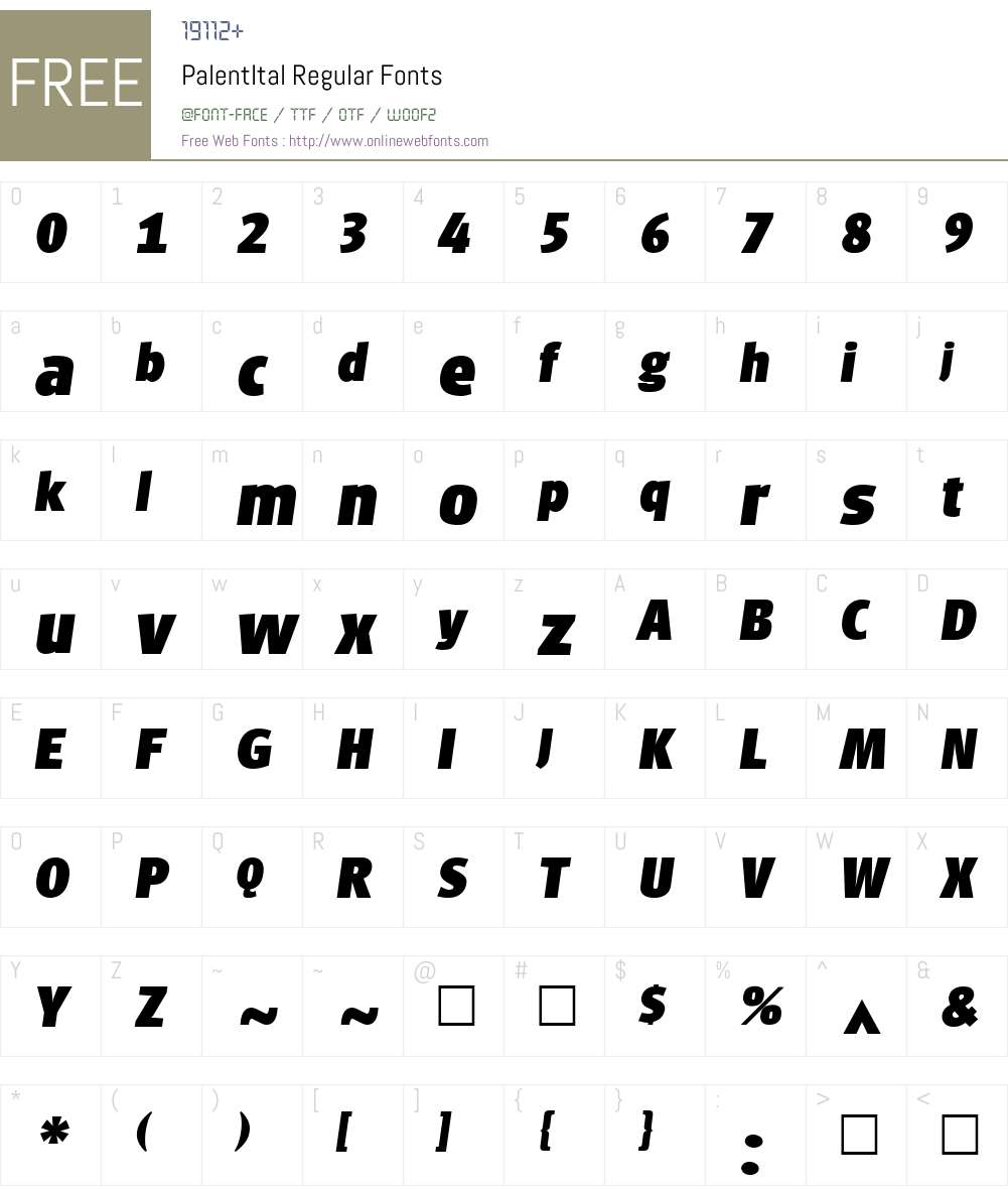 PalentItal Font Screenshots