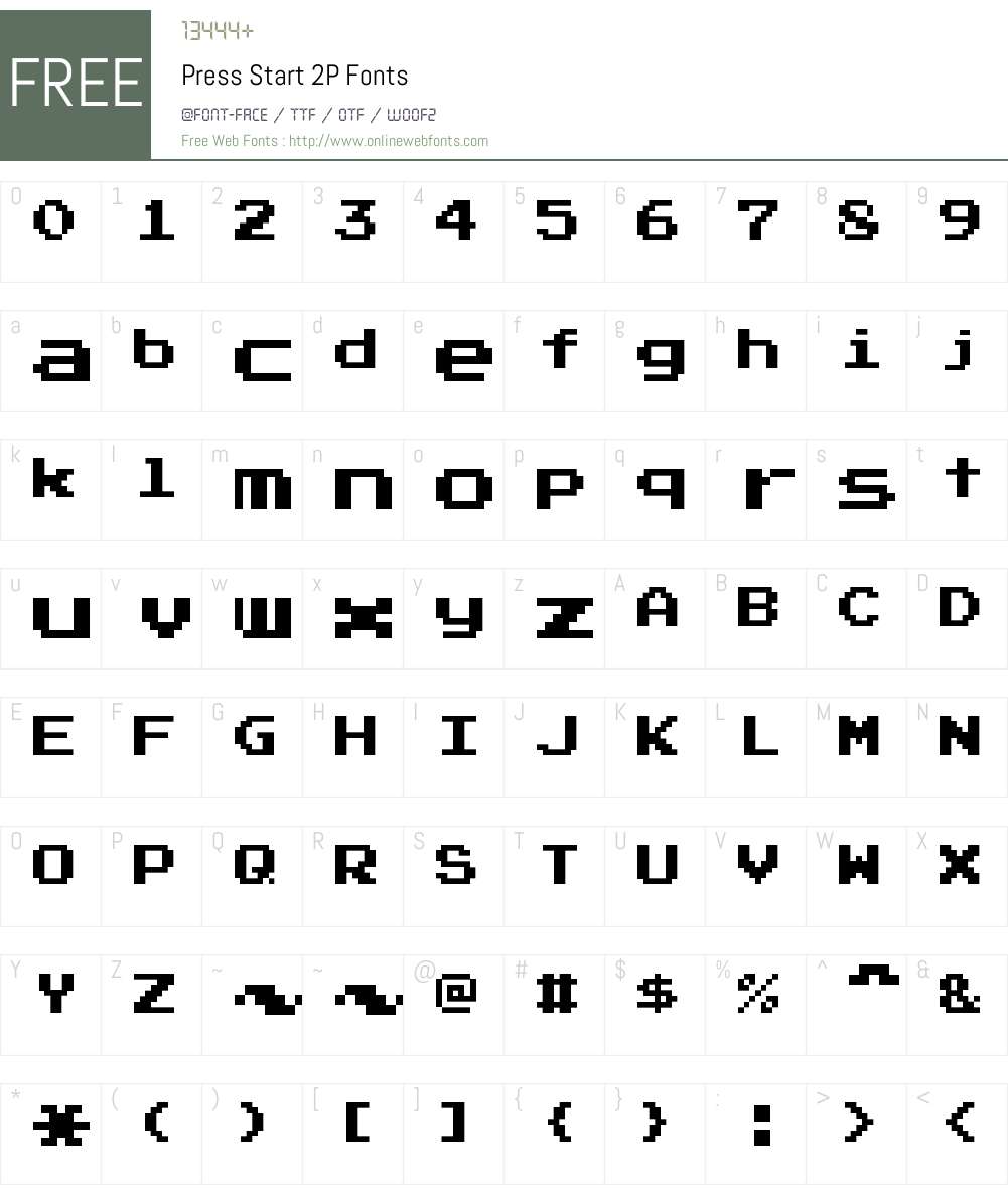 Press Start 2P Font Screenshots