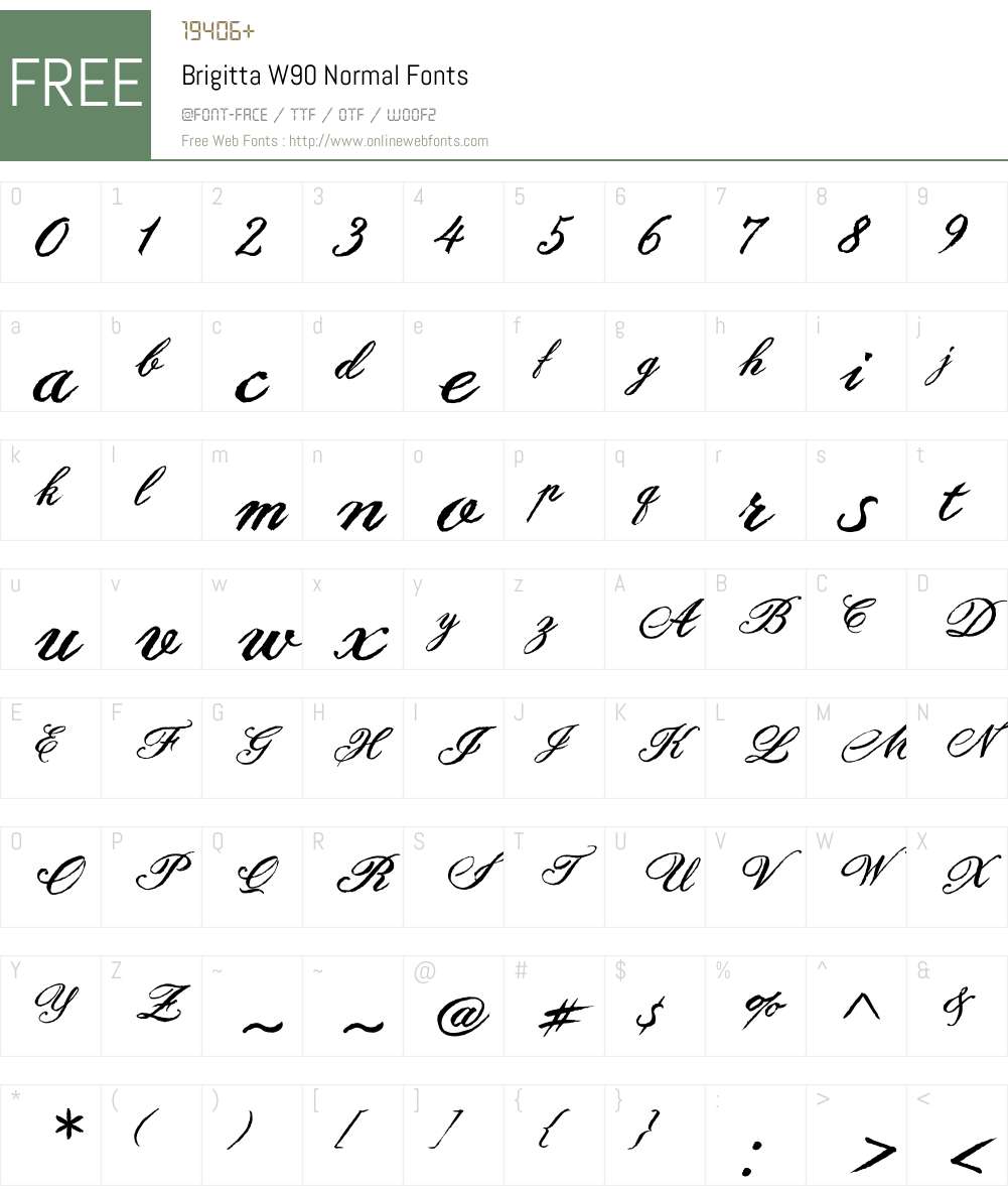 BrigittaW90-Normal Font Screenshots