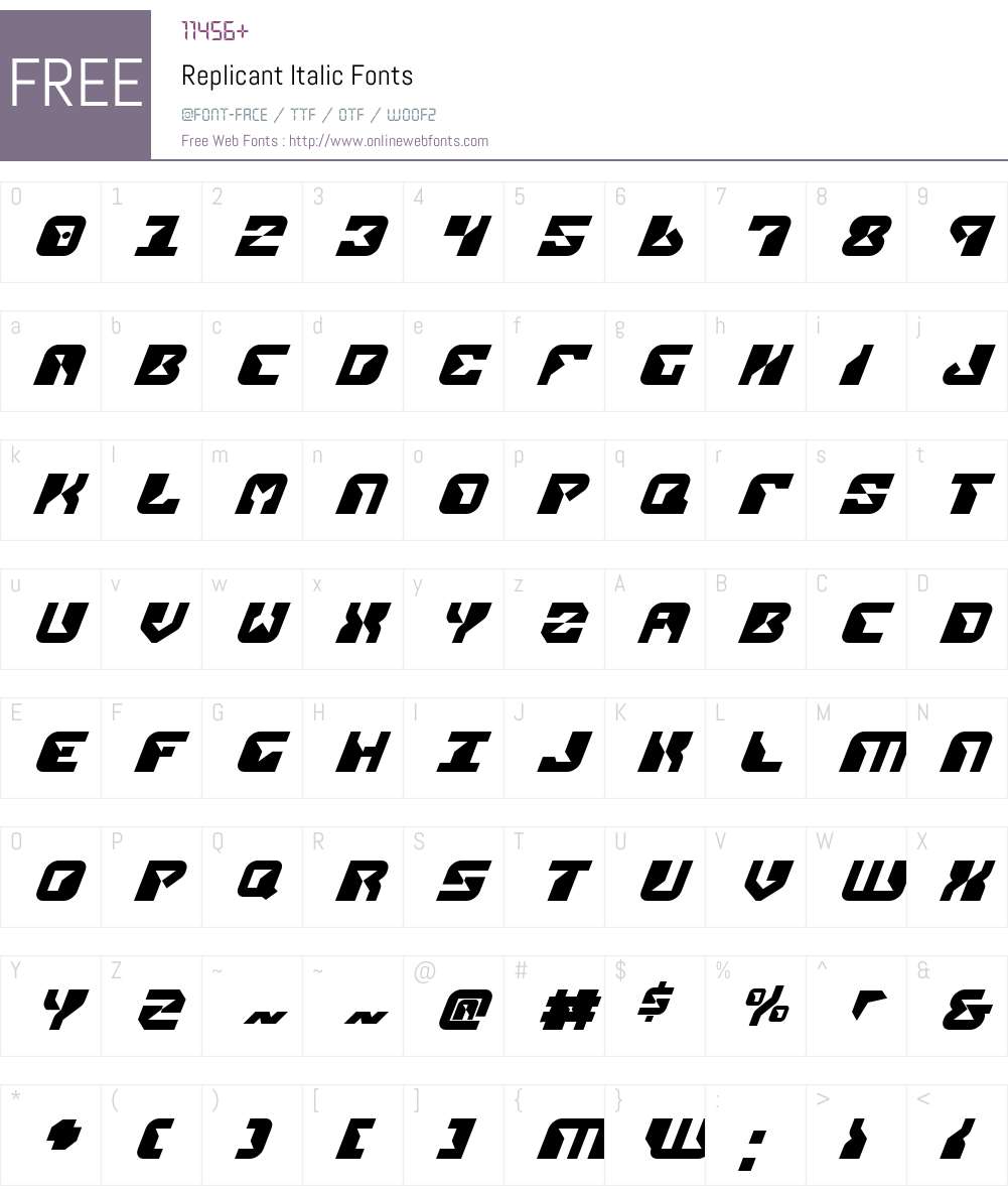 Replicant Italic Font Screenshots