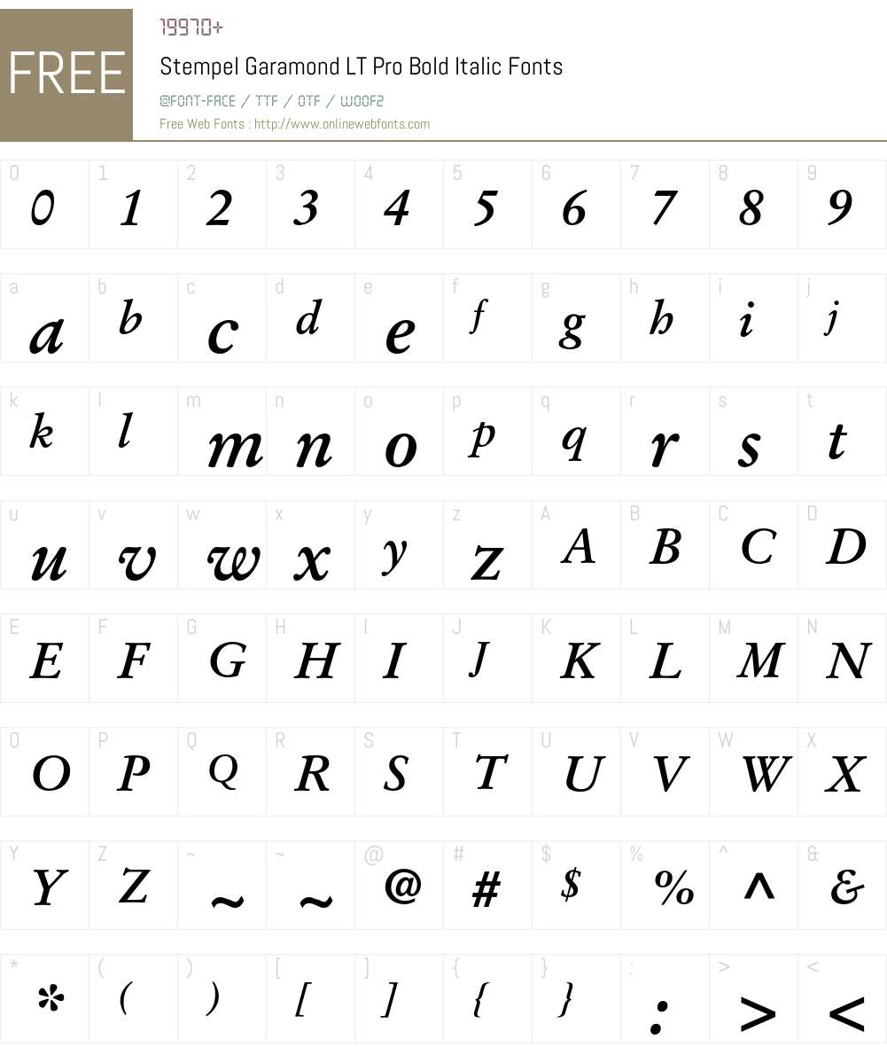 Stempel Garamond LT Pro Font Screenshots