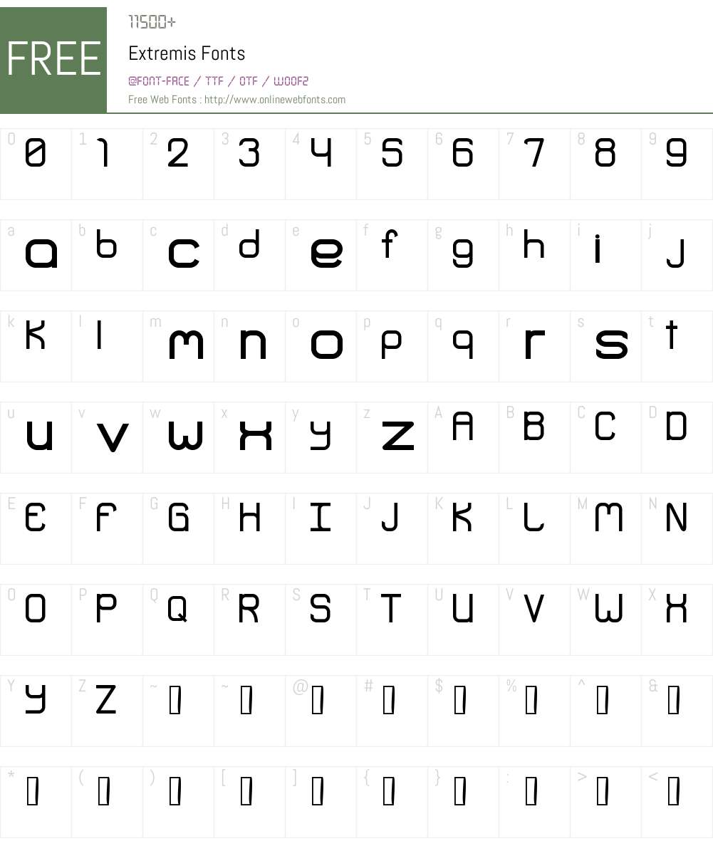 Extremis Font Screenshots
