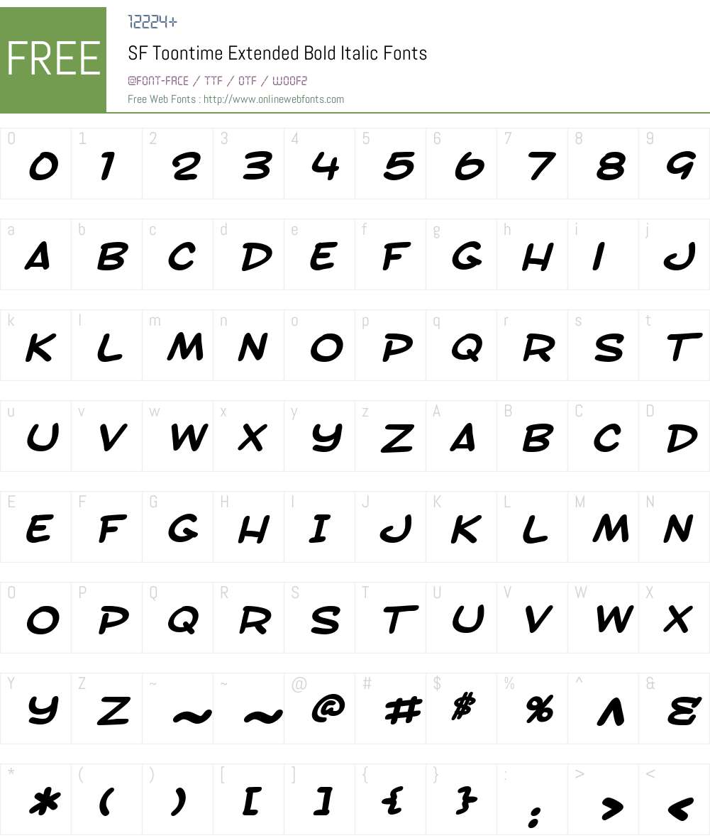 SF Toontime Extended Font Screenshots