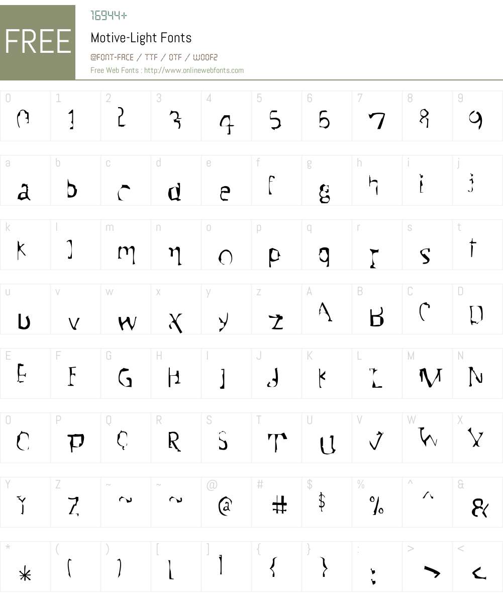 Motive Font Screenshots