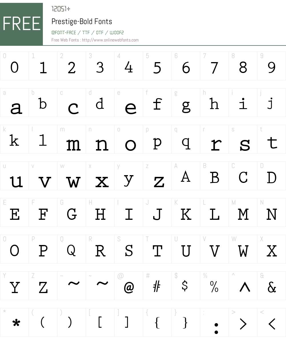 Prestige Font Screenshots