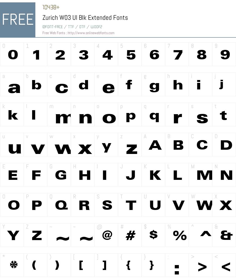 Zurich Font Screenshots