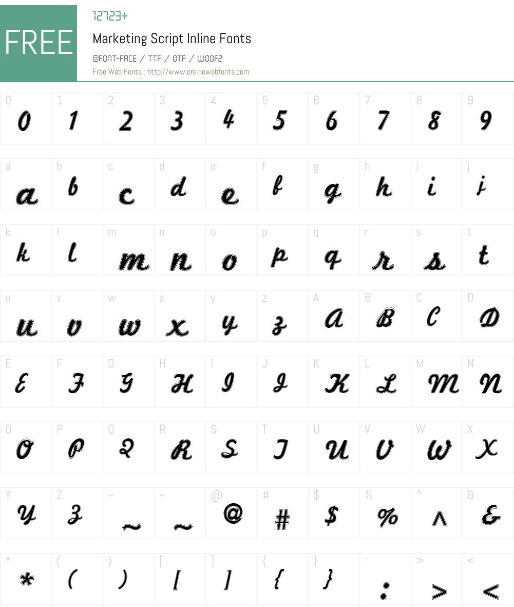 Marketing Script Inline Font Screenshots