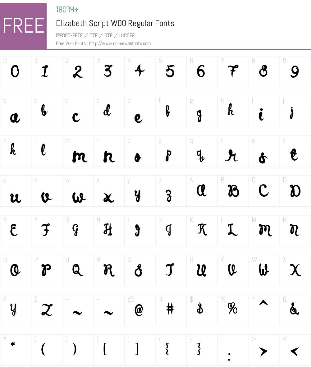 ElizabethScriptW00-Regular Font Screenshots