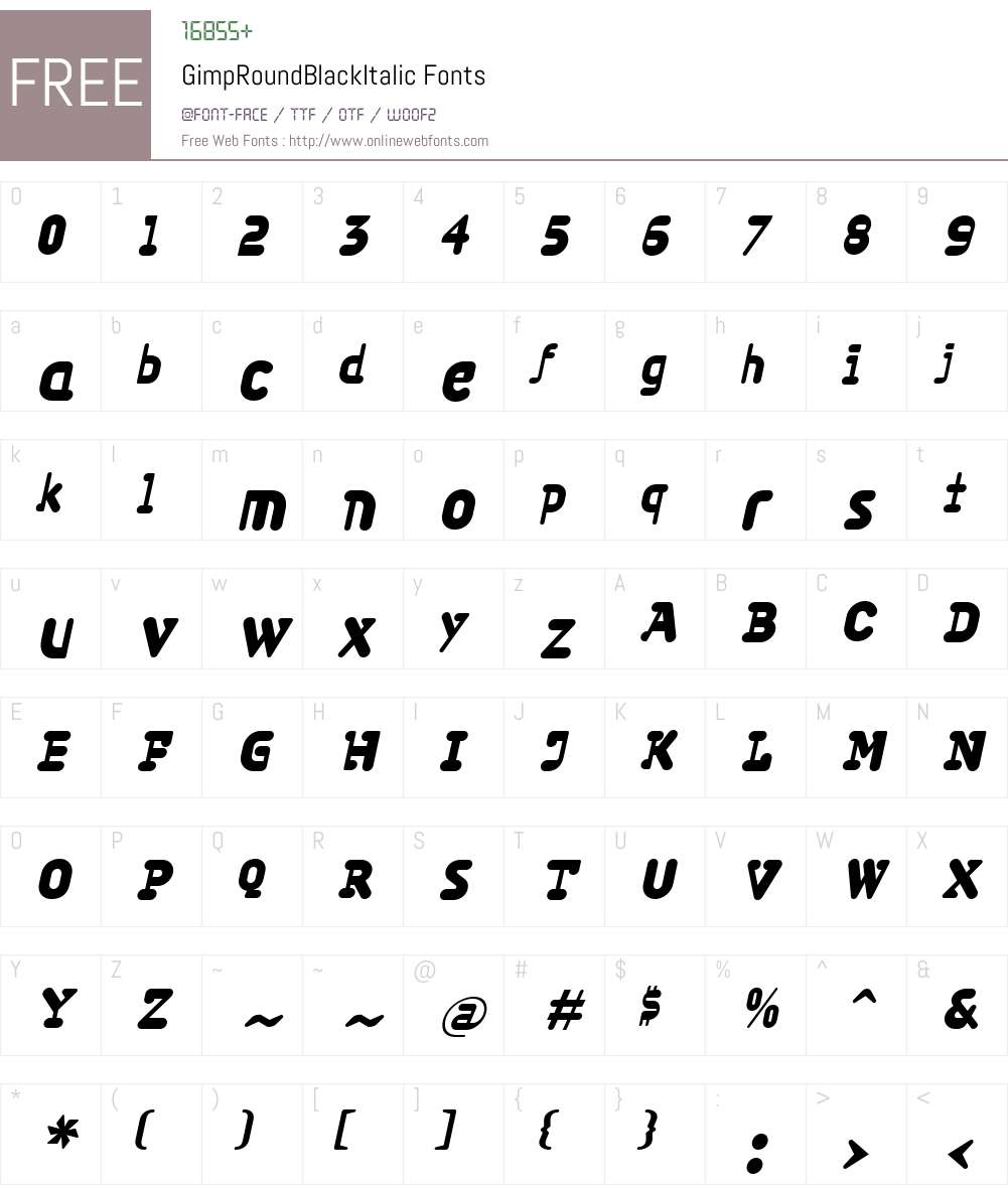 GimpW00-RoundBlackIt Font Screenshots