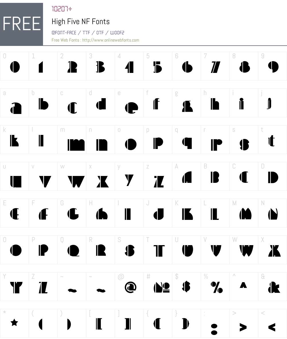 High Five NF Font Screenshots
