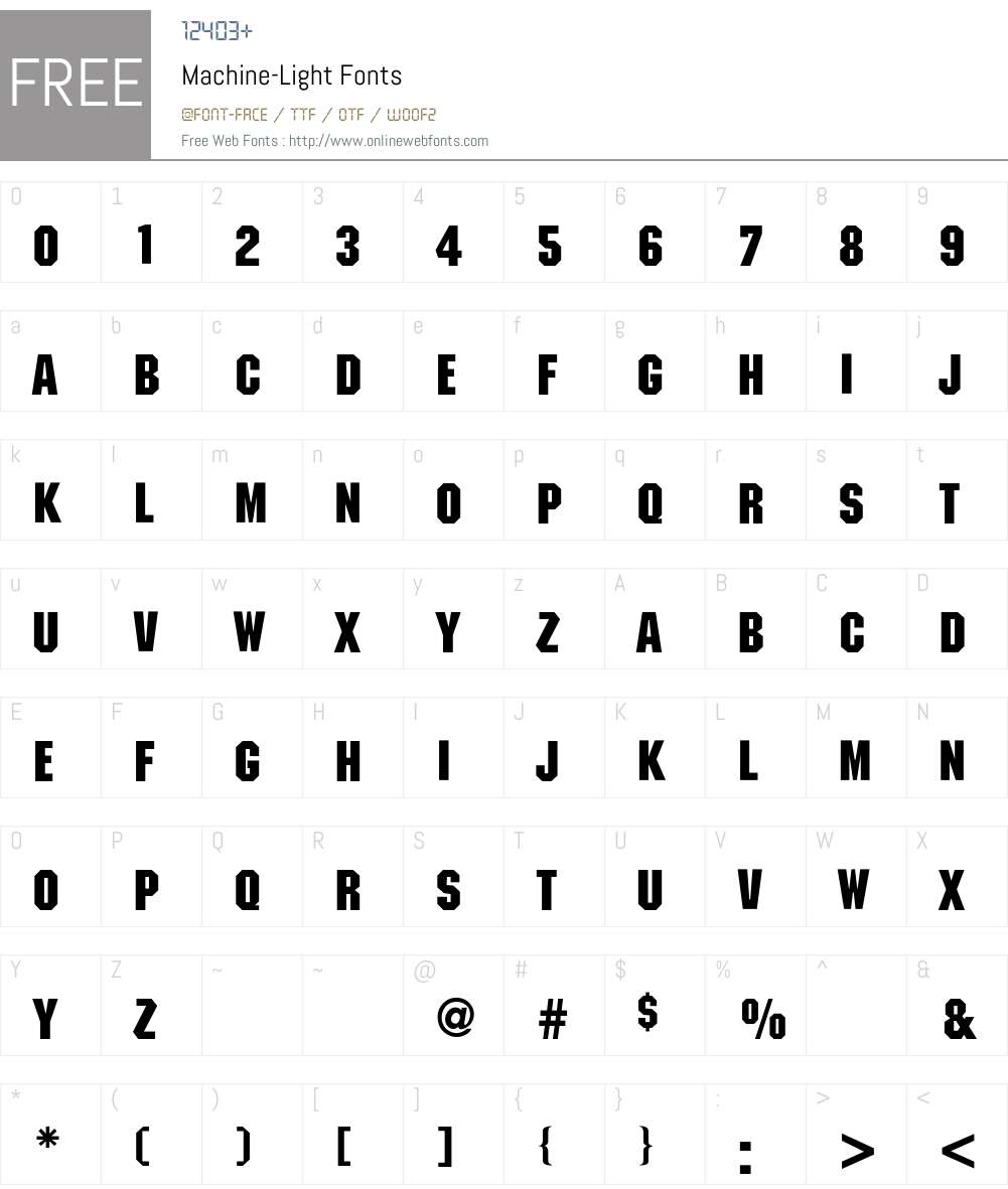 Machine-Light Font Screenshots