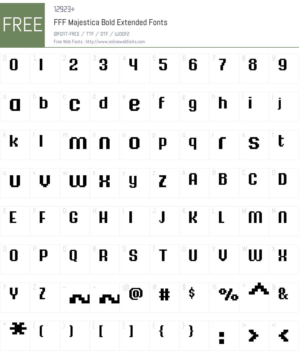 FFF Majestica Bold Extended Font Screenshots