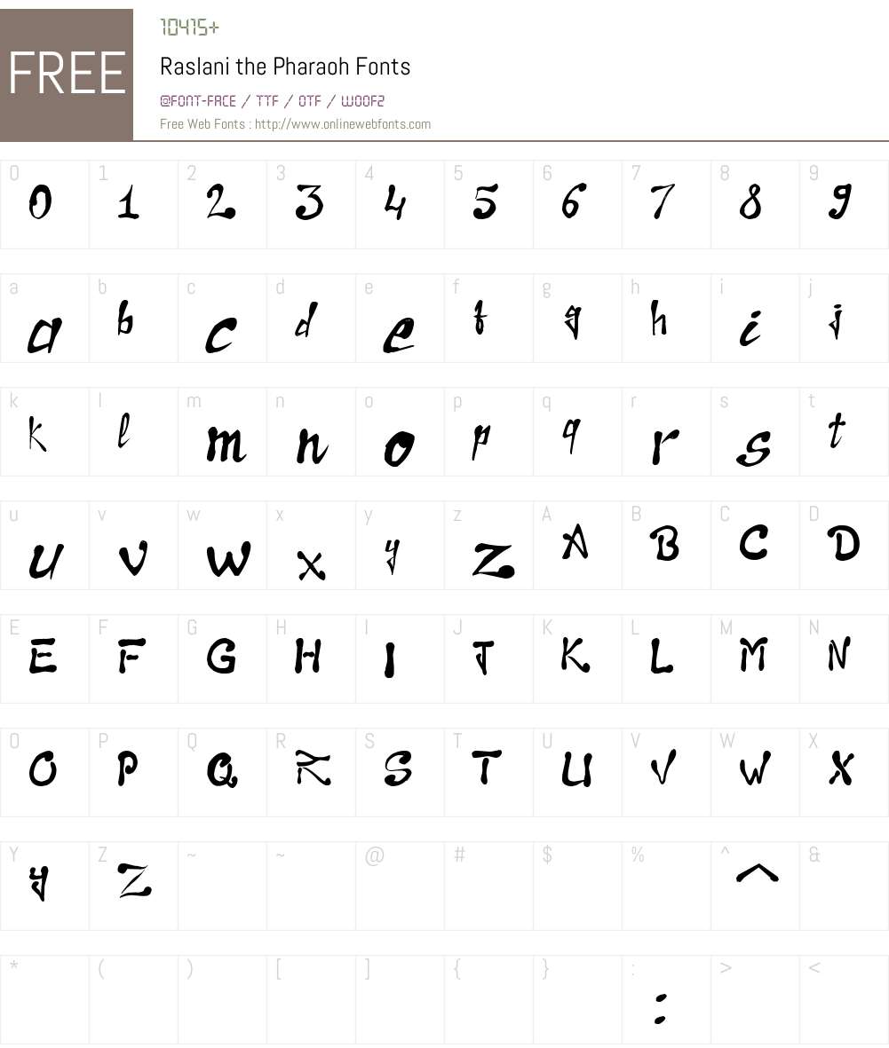 Raslani the Pharaoh Font Screenshots