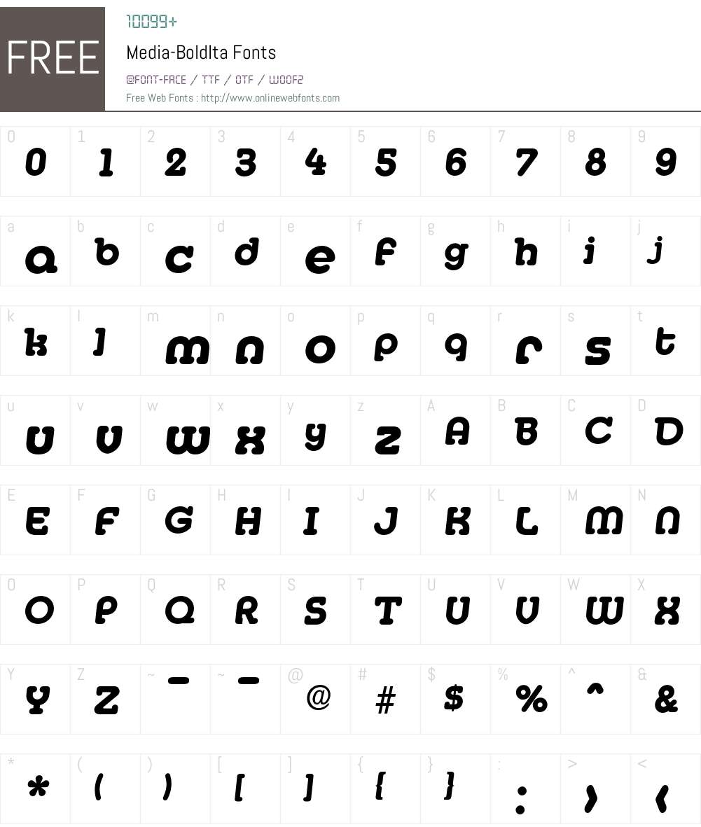 Media-BoldIta Font Screenshots
