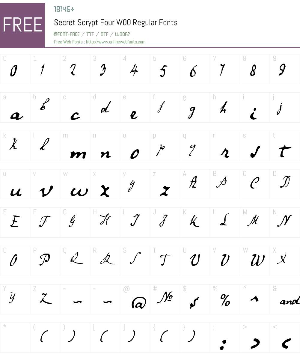 Secret Scrypt Font Screenshots