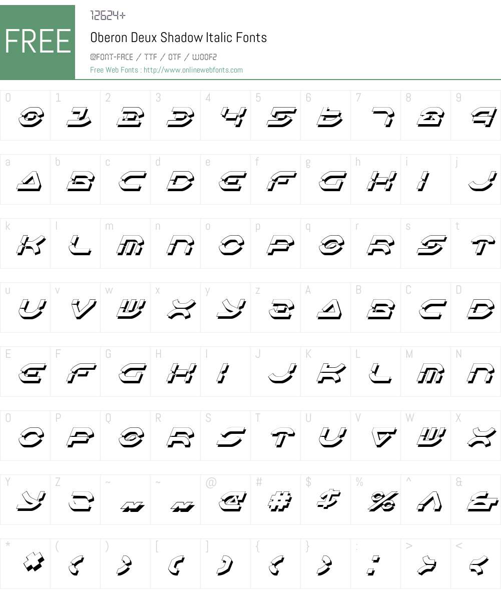 Oberon Deux Shadow Italic Font Screenshots