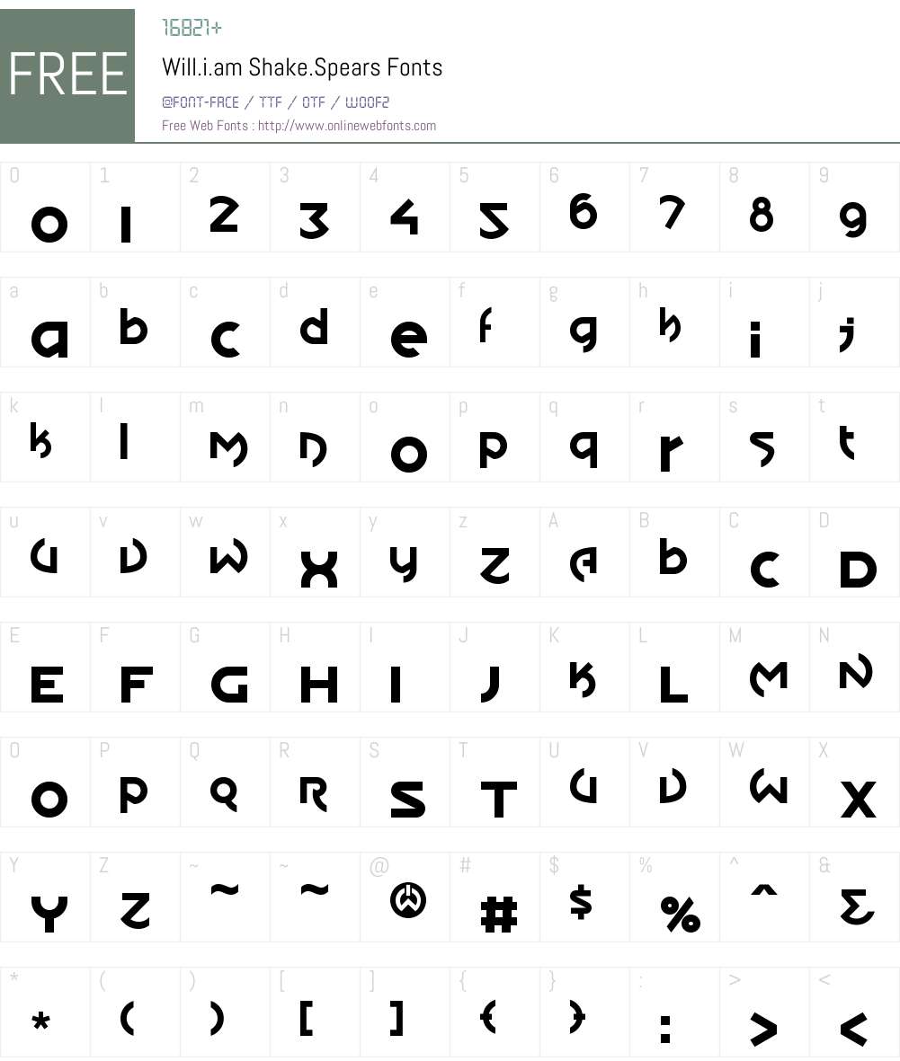 Will.i.am Shake.Spears Font Screenshots