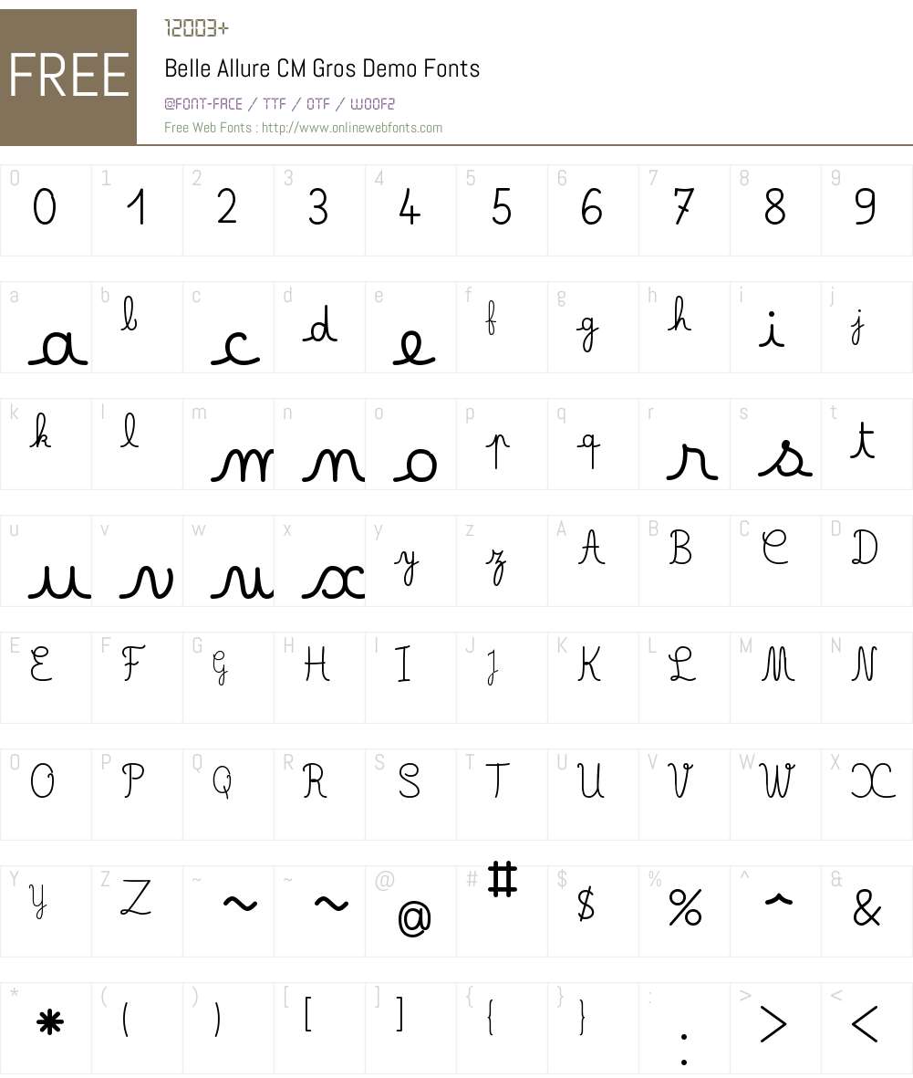 BelleAllure CM Gros Demo Font Screenshots