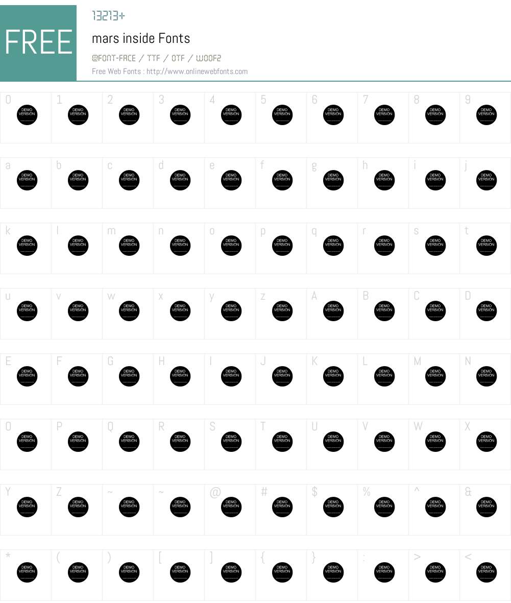 mars inside Font Screenshots