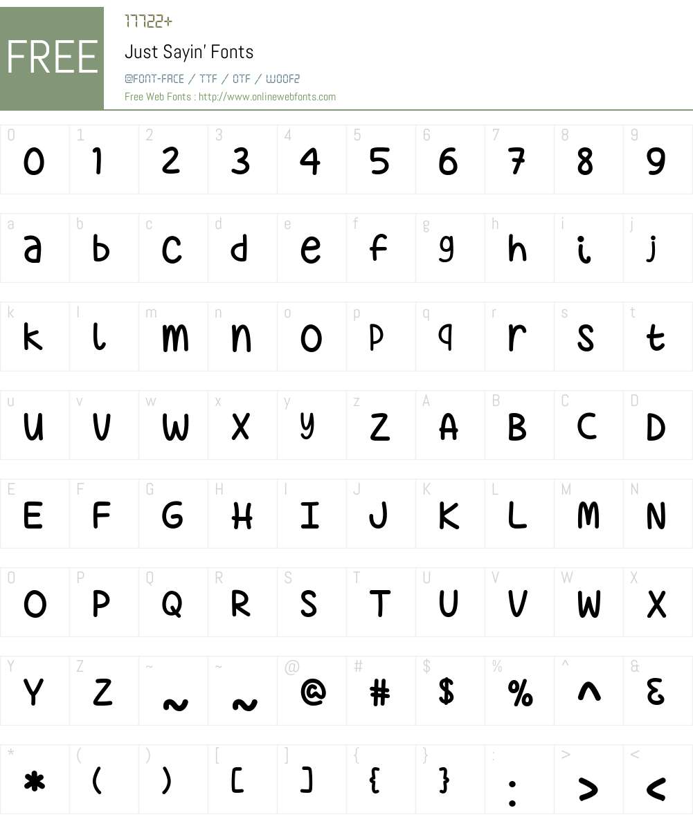 Just Sayin' Font Screenshots