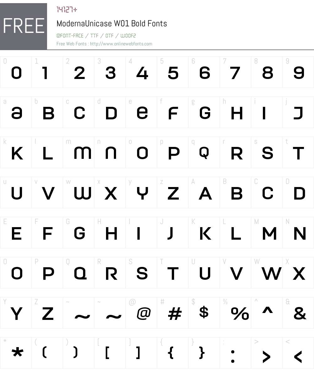 ModernaUnicaseW01-Bold Font Screenshots