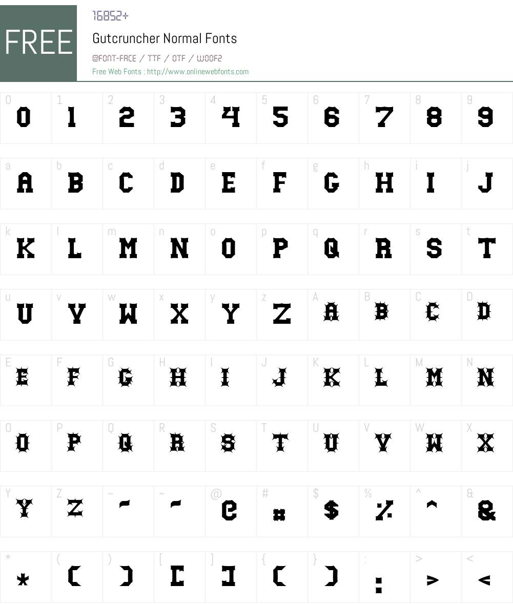 Gutcruncher Font Screenshots