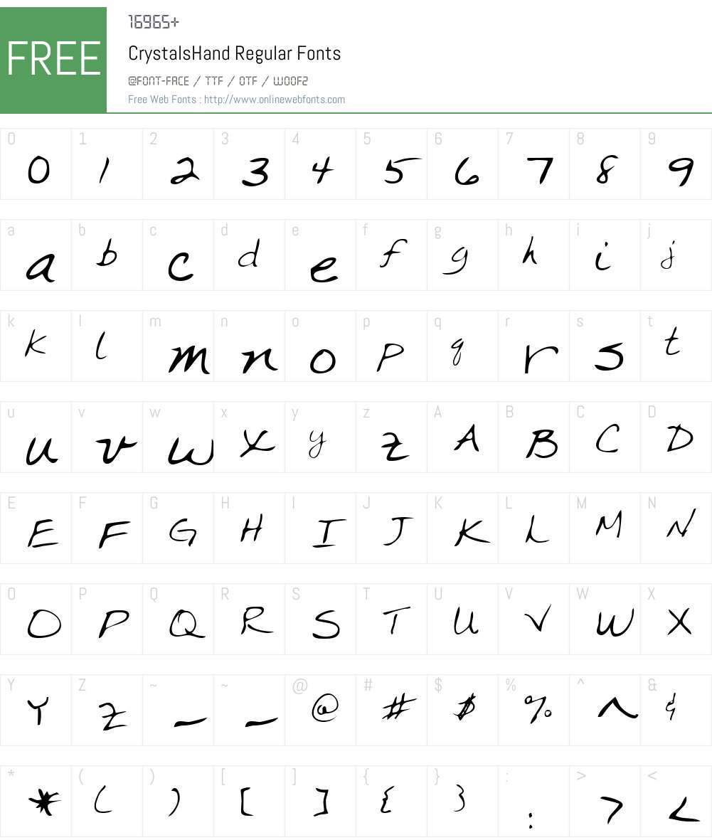 CrystalsHand Font Screenshots