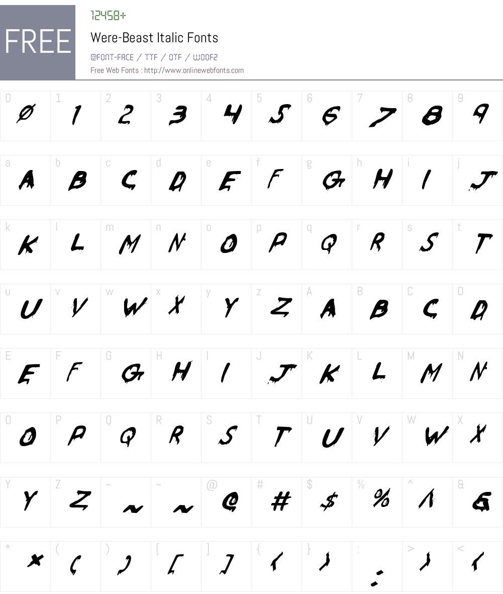 Were-Beast Italic Font Screenshots