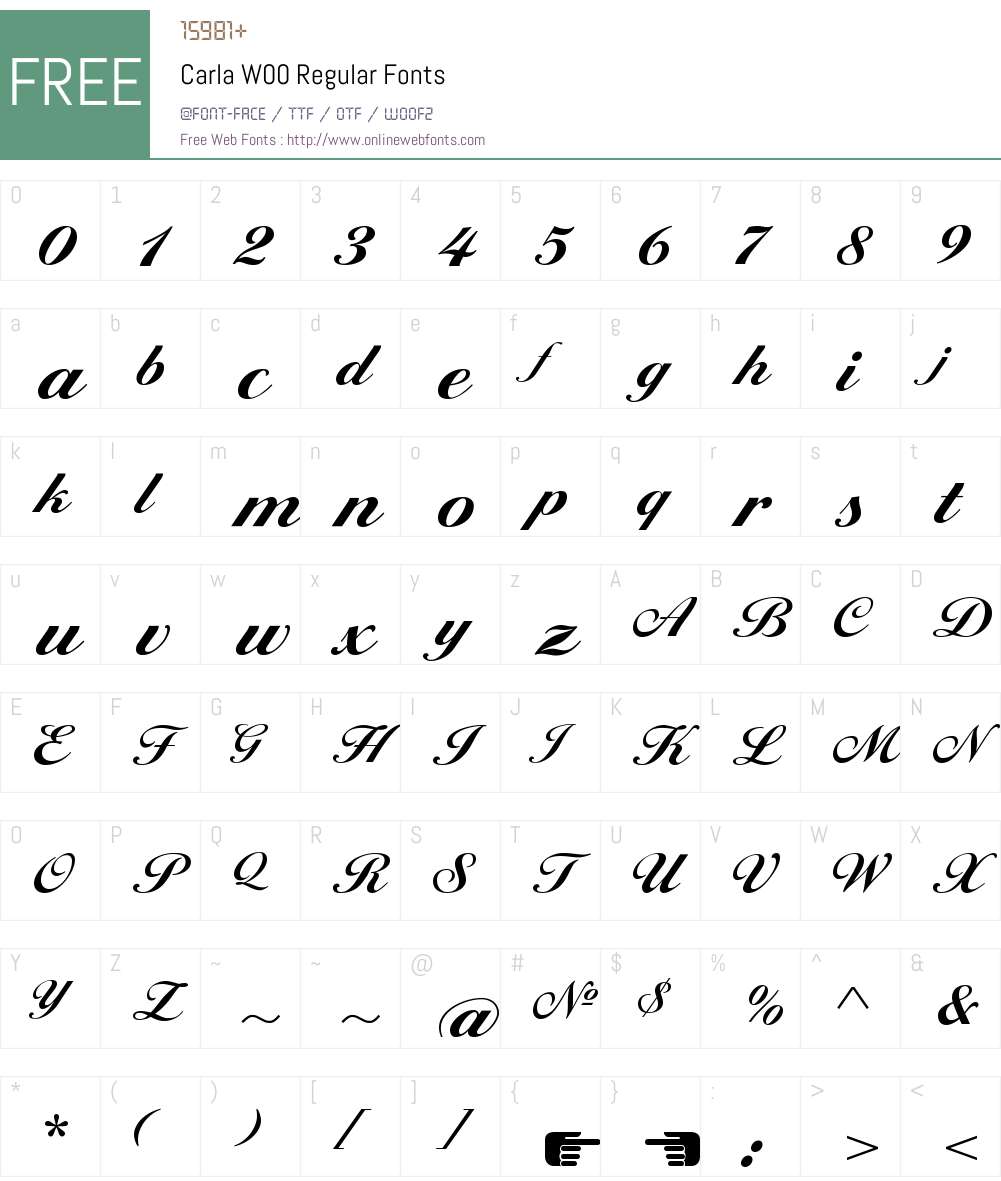CarlaW00-Regular Font Screenshots