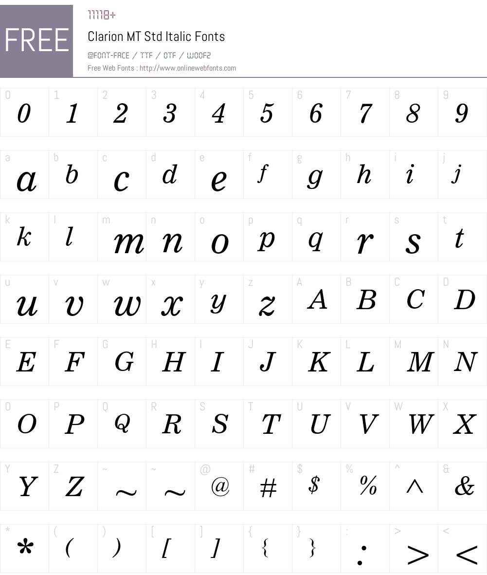 Clarion MT Std Font Screenshots
