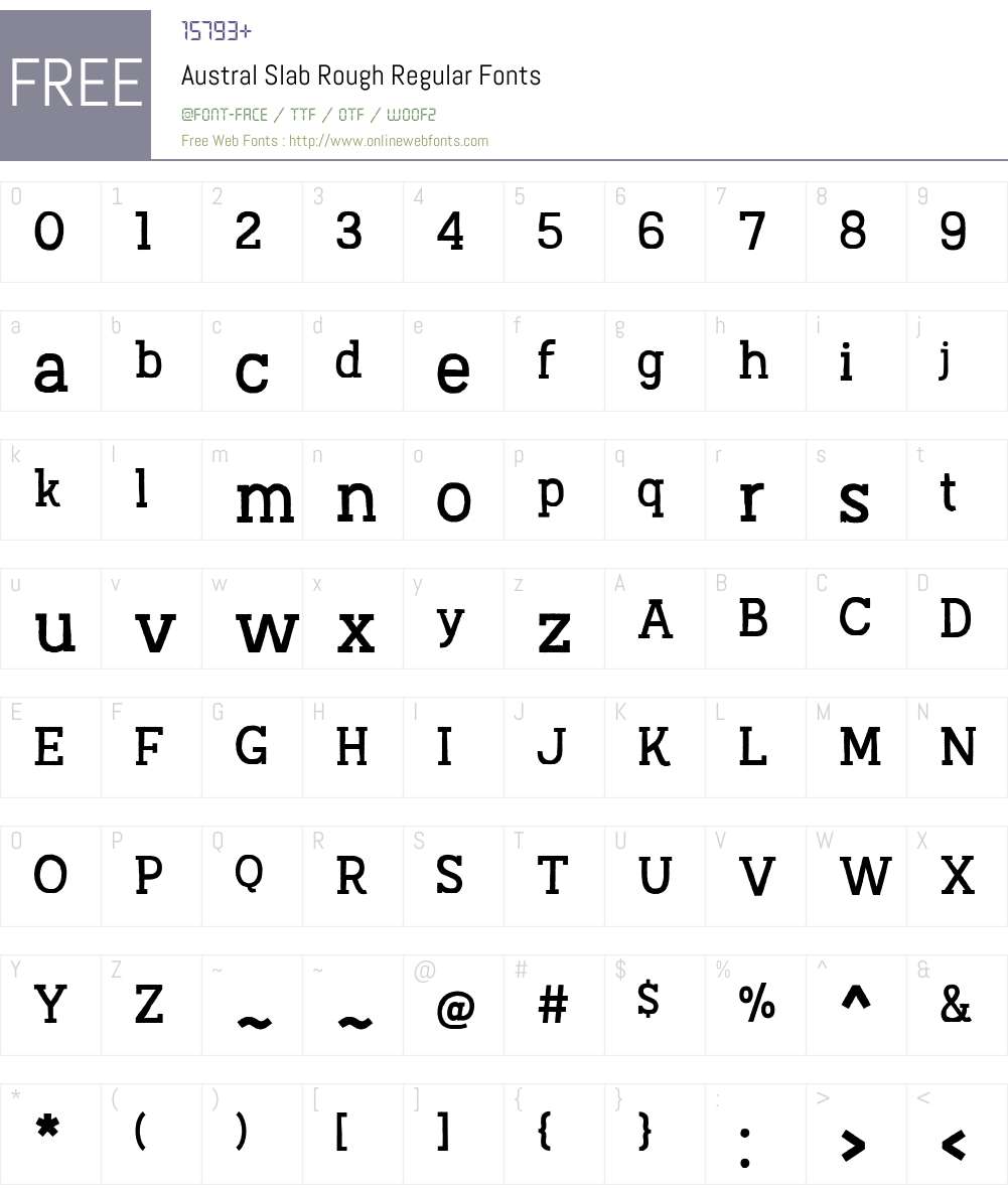 AustralSlabRough-Regular Font Screenshots