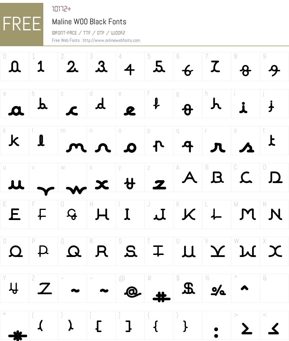 MalineW00-Black Font Screenshots