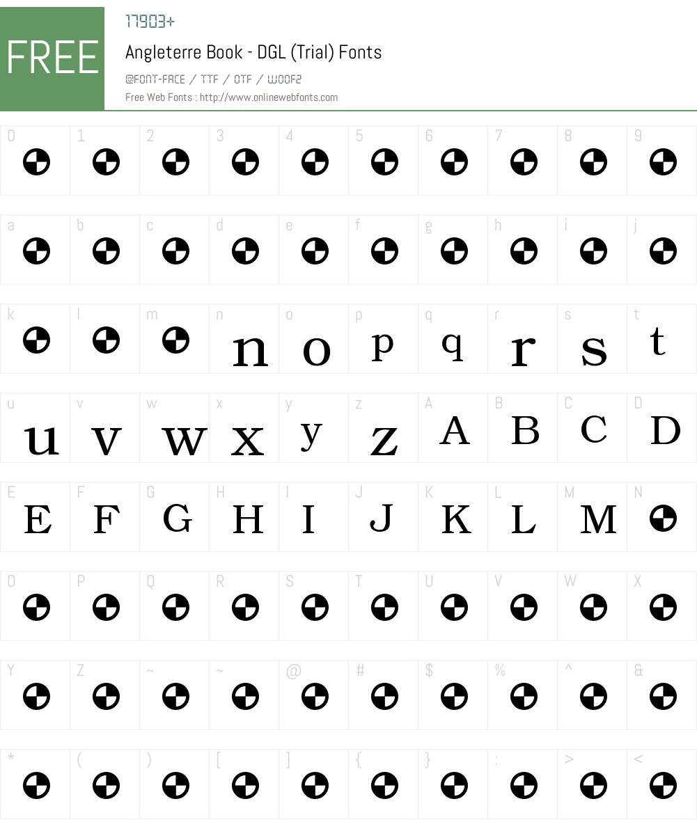 Angleterre Book - DGL (Trial) Font Screenshots