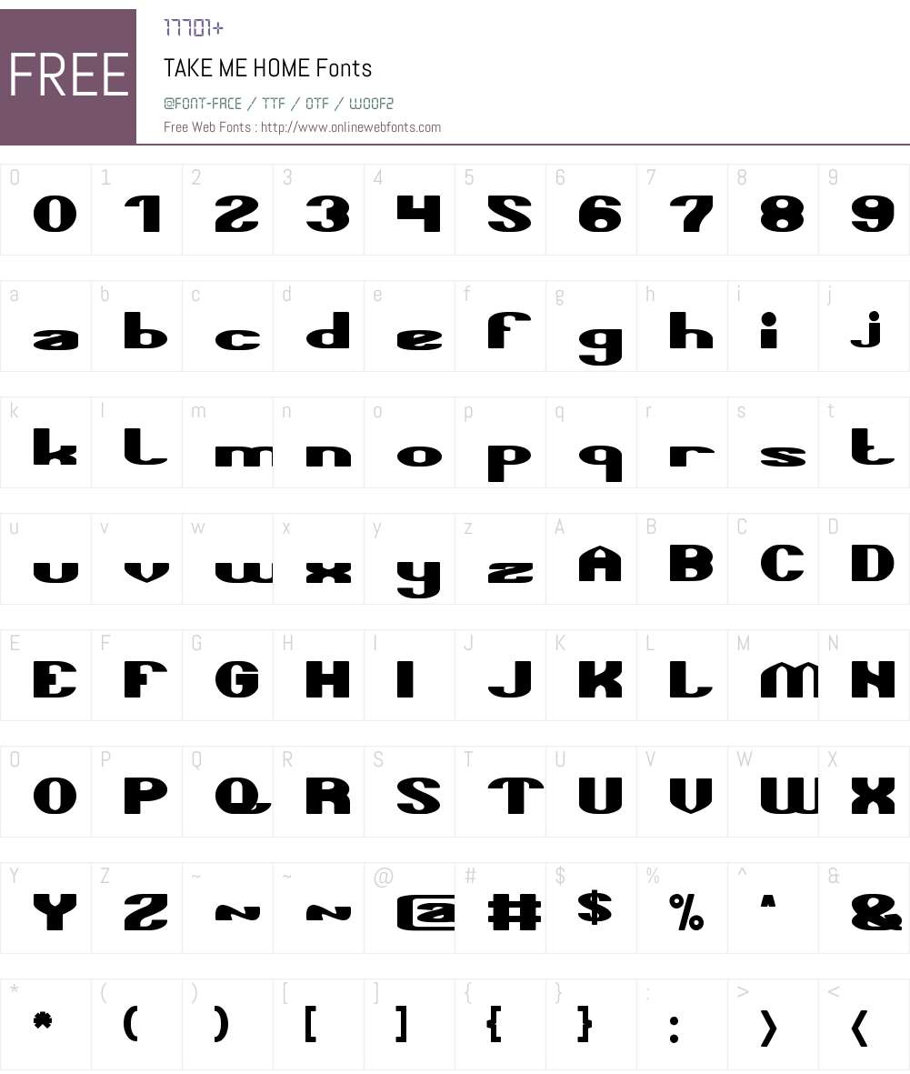 TAKE ME HOME Font Screenshots
