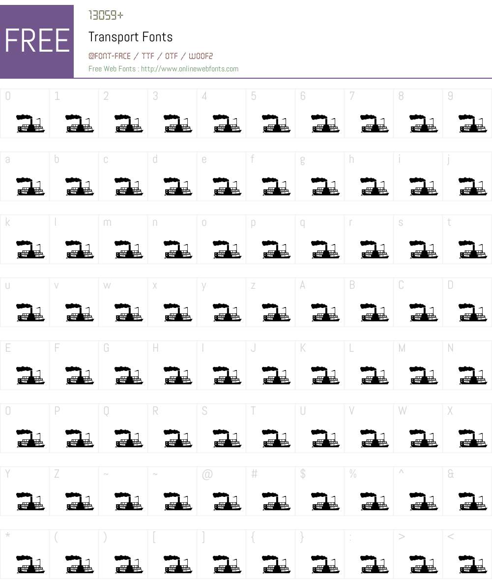 Transport Font Screenshots