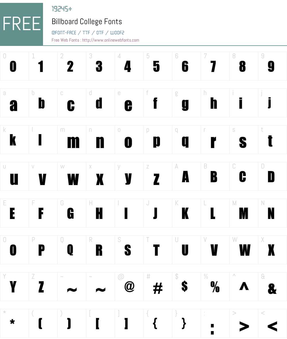 Billboard College Font Screenshots
