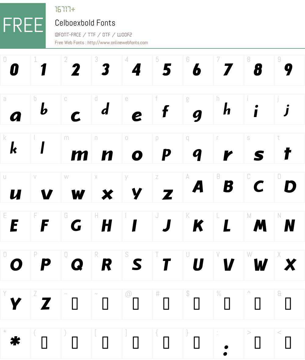 Celboexbold Font Screenshots