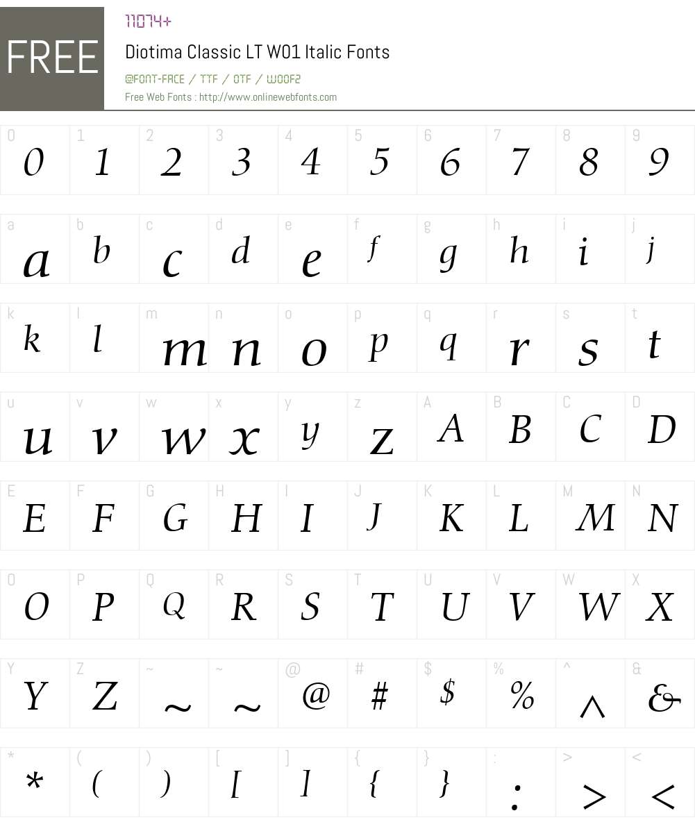 DiotimaClassicLTW01-Italic Font Screenshots