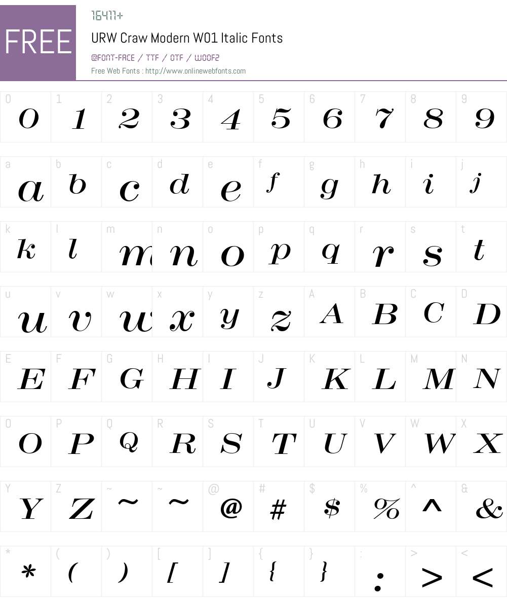 URWCrawModernW01-Italic Font Screenshots