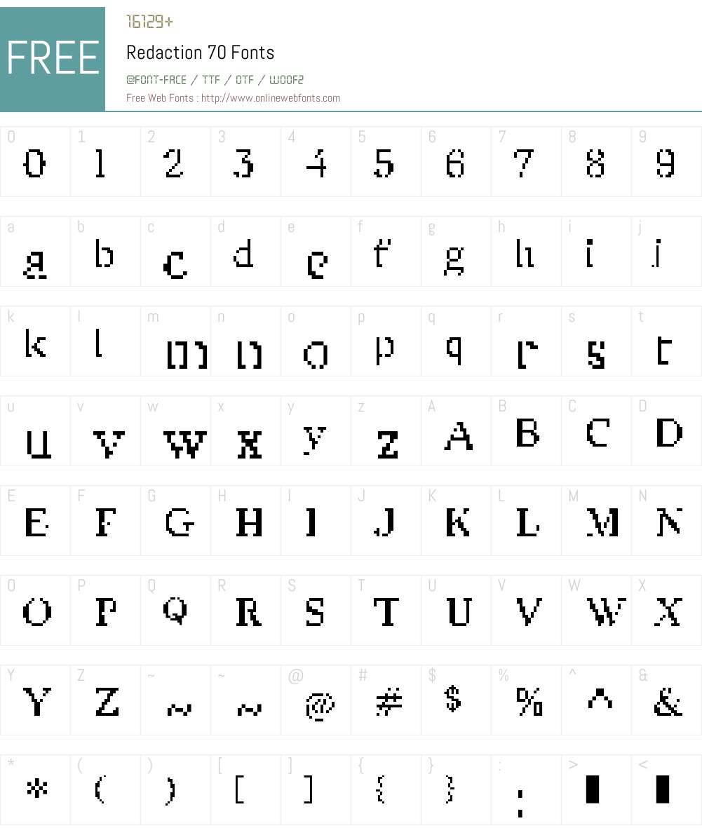 Redaction 70 Font Screenshots