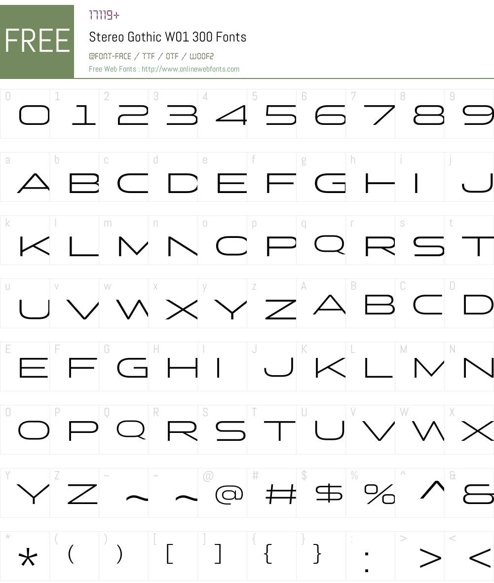 StereoGothicW01-300 Font Screenshots
